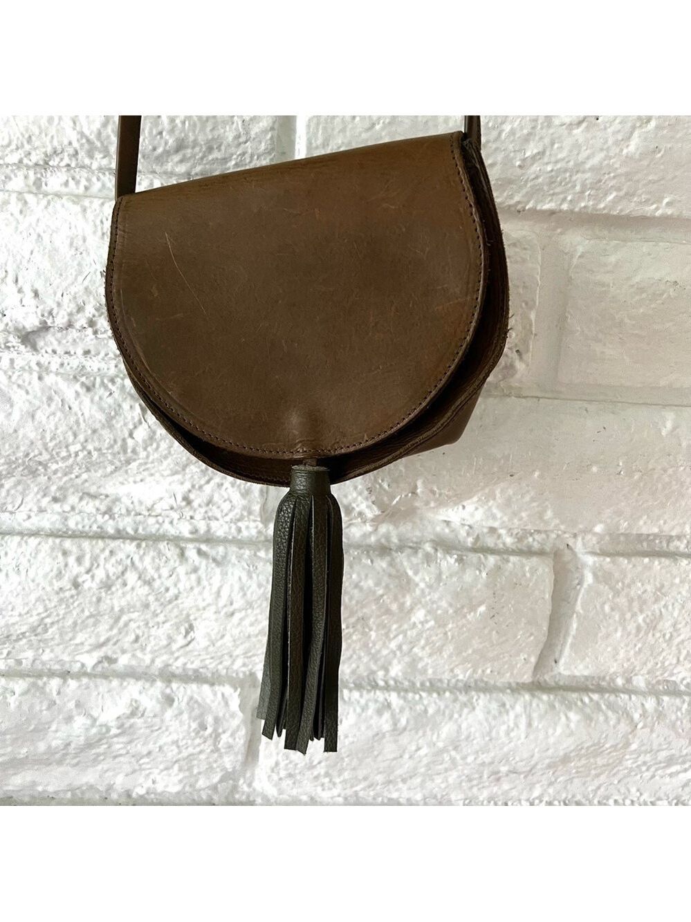 Oliveve Mallory Saddle Bag Brown Greenish Leather — image 5 of 8